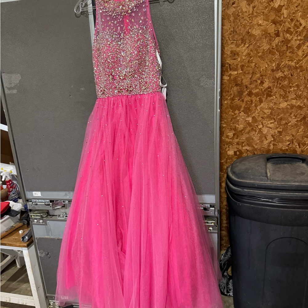 Sparkling Pink Sequin Tulle Prom Dress